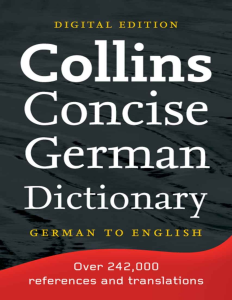 Collins Concise German Dictionary Deutsch-Englisch English-German